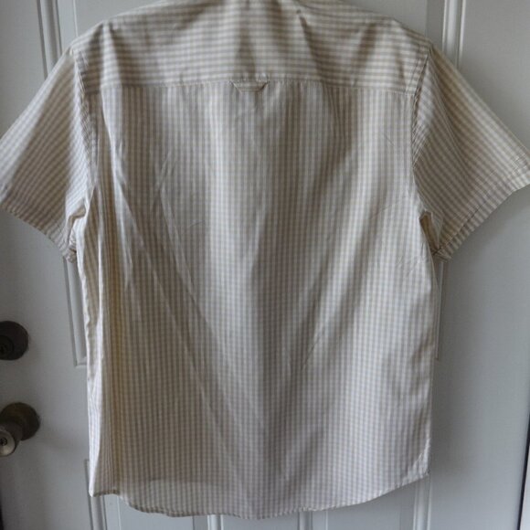 Perry Ellis button up men's short sleeve shirt, cream and tan, L, 100% cotton - Picture 3 of 9